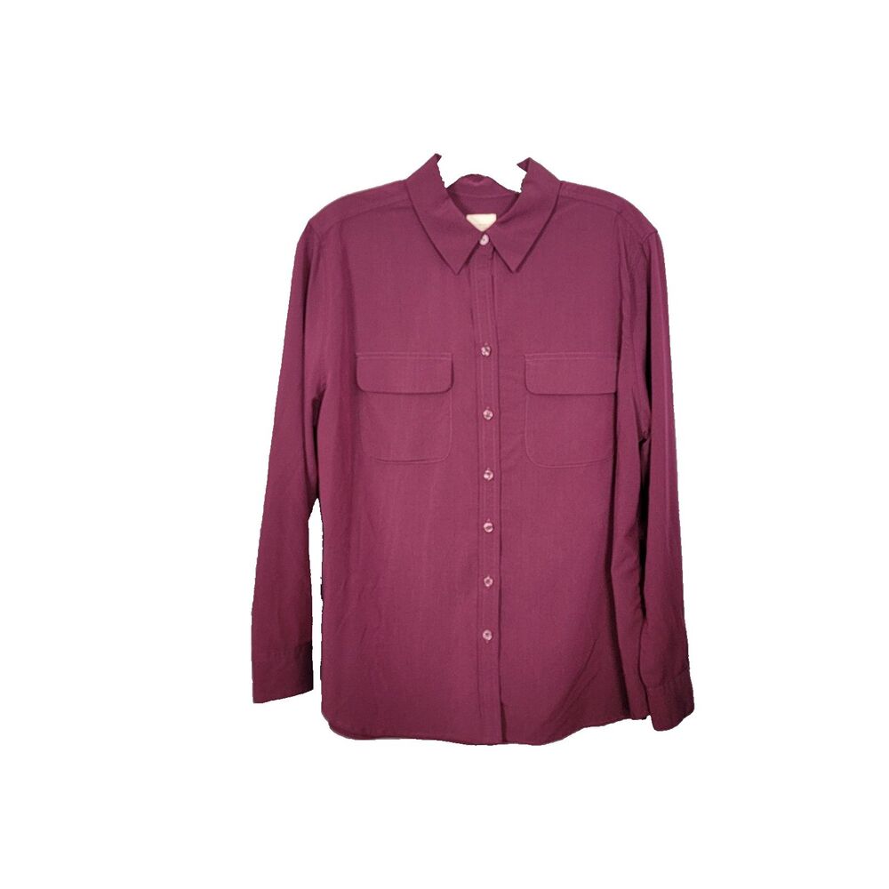 Chico's Top Sz 2P  (MP) Button Down Top Long Sleeve Collared Blouse Size 2 Work